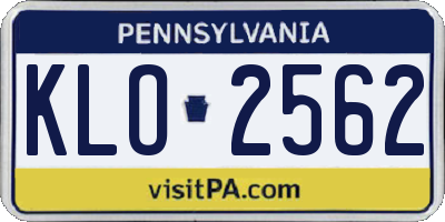 PA license plate KLO2562