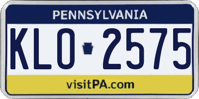 PA license plate KLO2575