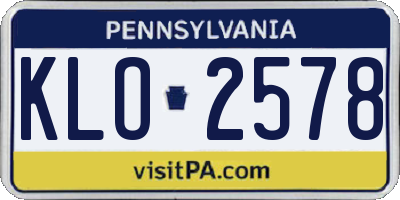 PA license plate KLO2578