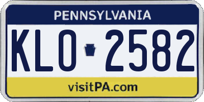PA license plate KLO2582