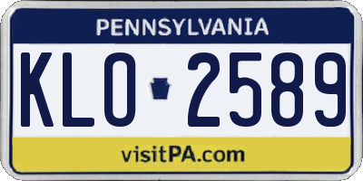 PA license plate KLO2589