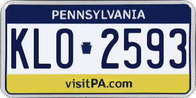 PA license plate KLO2593