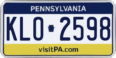 PA license plate KLO2598