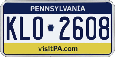 PA license plate KLO2608