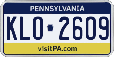 PA license plate KLO2609