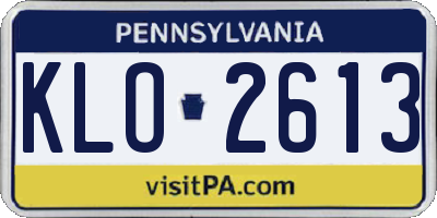 PA license plate KLO2613