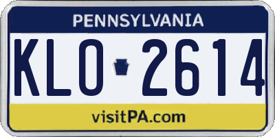 PA license plate KLO2614