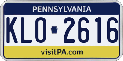 PA license plate KLO2616
