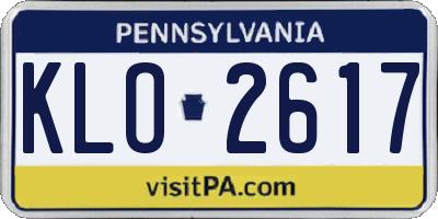 PA license plate KLO2617