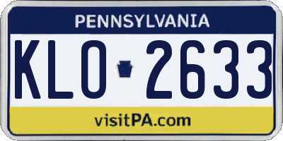 PA license plate KLO2633