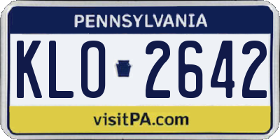 PA license plate KLO2642