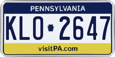 PA license plate KLO2647