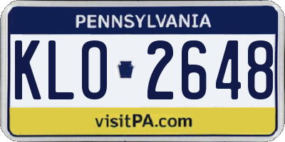 PA license plate KLO2648