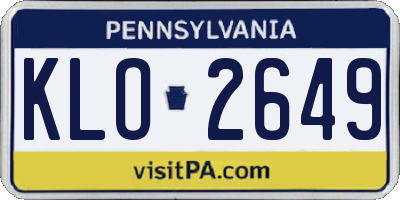 PA license plate KLO2649
