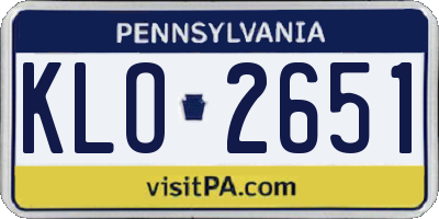 PA license plate KLO2651
