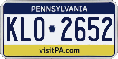 PA license plate KLO2652