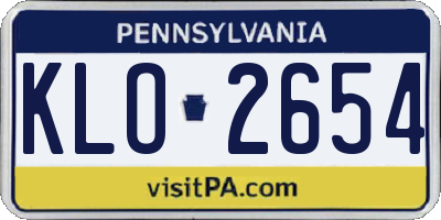 PA license plate KLO2654