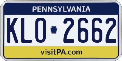 PA license plate KLO2662