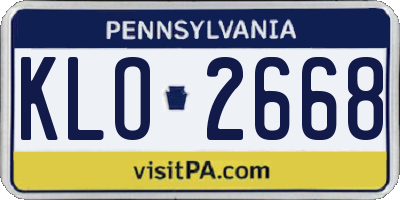 PA license plate KLO2668
