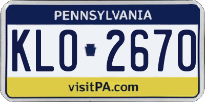 PA license plate KLO2670