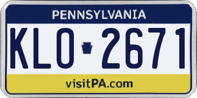 PA license plate KLO2671