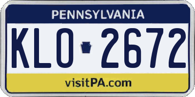PA license plate KLO2672