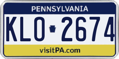 PA license plate KLO2674