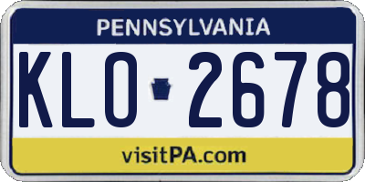 PA license plate KLO2678