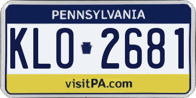 PA license plate KLO2681