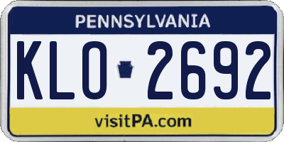 PA license plate KLO2692