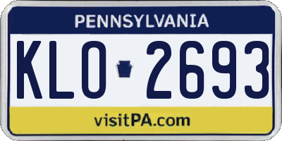PA license plate KLO2693