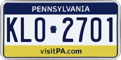 PA license plate KLO2701