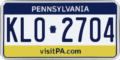 PA license plate KLO2704