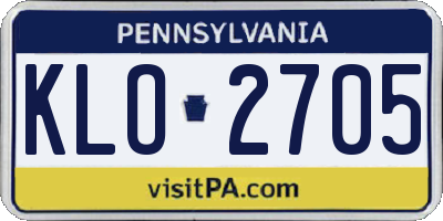 PA license plate KLO2705