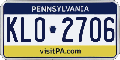 PA license plate KLO2706