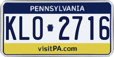 PA license plate KLO2716