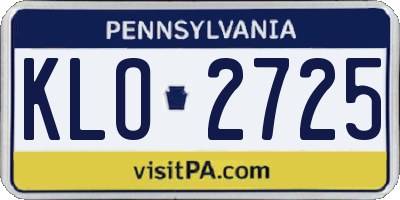 PA license plate KLO2725