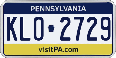 PA license plate KLO2729