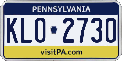PA license plate KLO2730