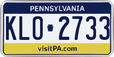 PA license plate KLO2733