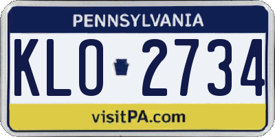 PA license plate KLO2734