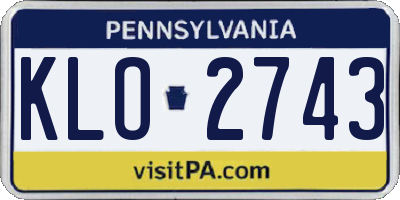 PA license plate KLO2743