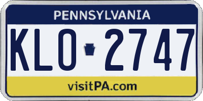 PA license plate KLO2747