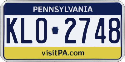 PA license plate KLO2748