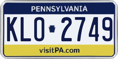 PA license plate KLO2749
