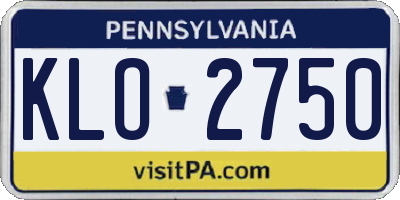 PA license plate KLO2750