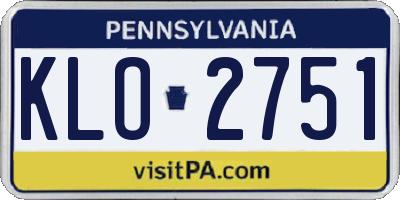 PA license plate KLO2751
