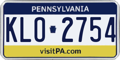 PA license plate KLO2754