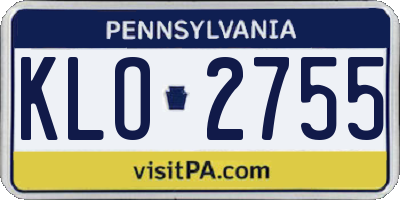 PA license plate KLO2755
