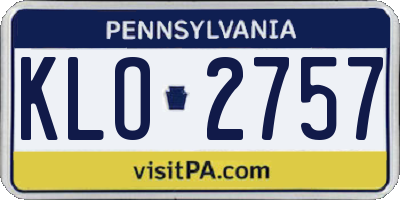 PA license plate KLO2757